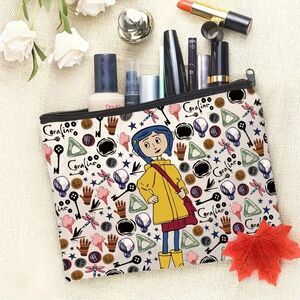1PC Coraline Movie Themed Makeup Bag Cosmetic Bag Travel Bag Zipper Pouch‎ Bag